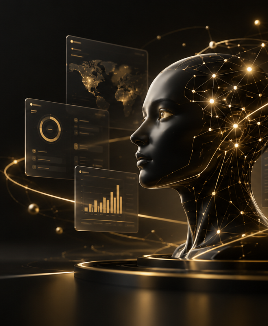 Représentation artistique de l’intelligence artificielle et de l’analyse de données